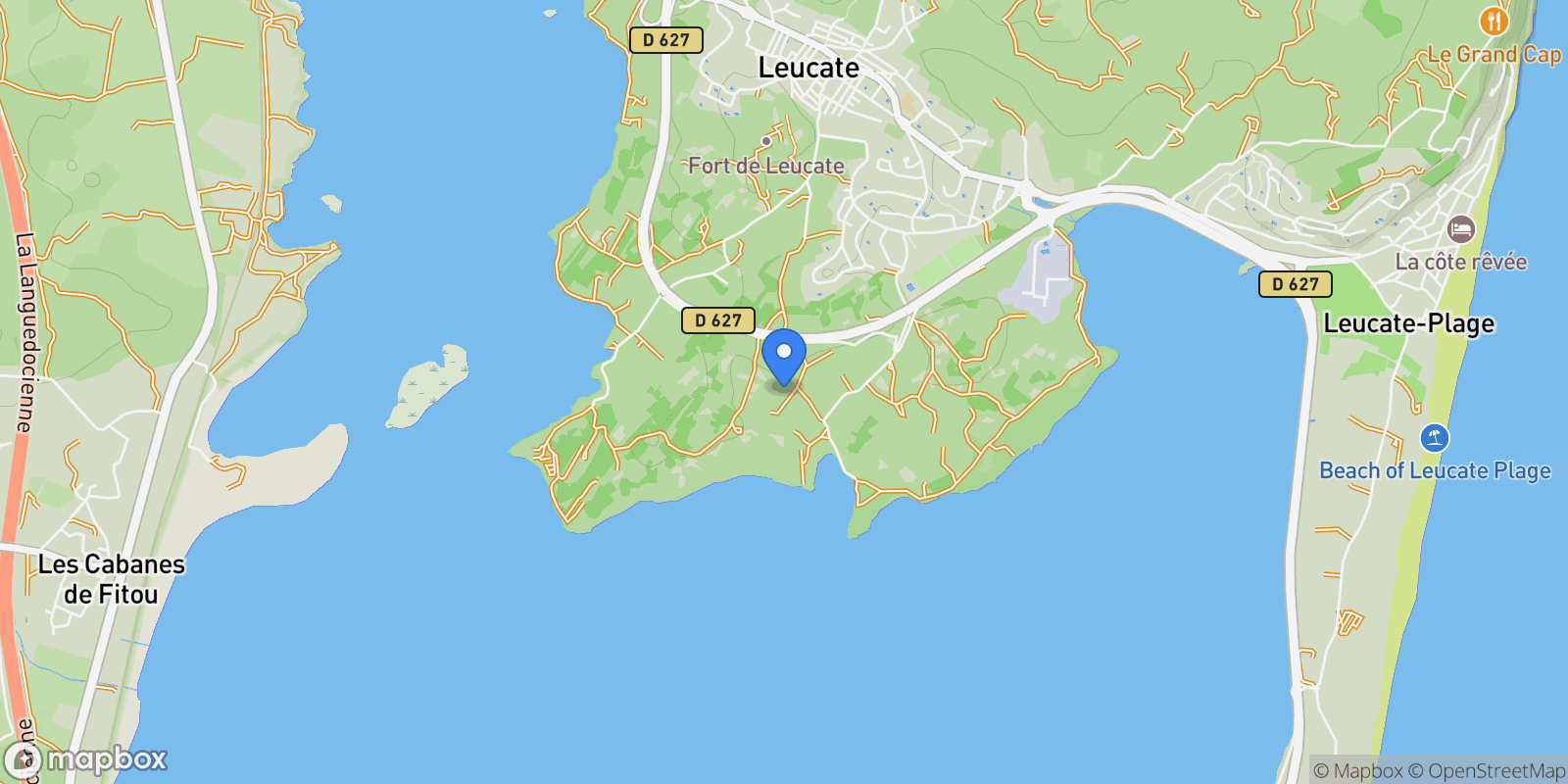 Map showing Leucate, Occitanie, France.