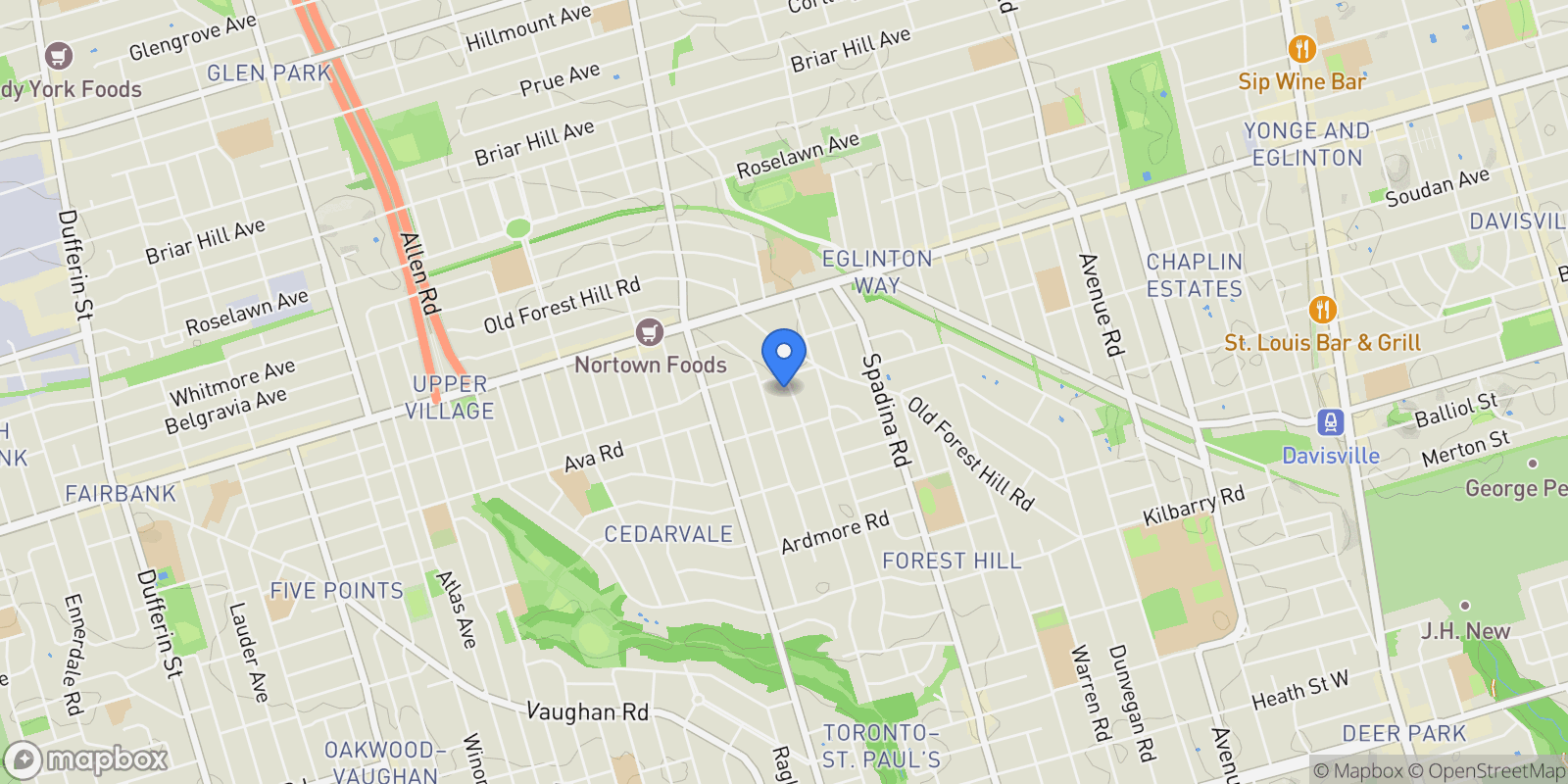 Map showing 412 Glenayr Road, Toronto, ON, M5P 3C7, CANADA, Toronto, Ontario, Canada.