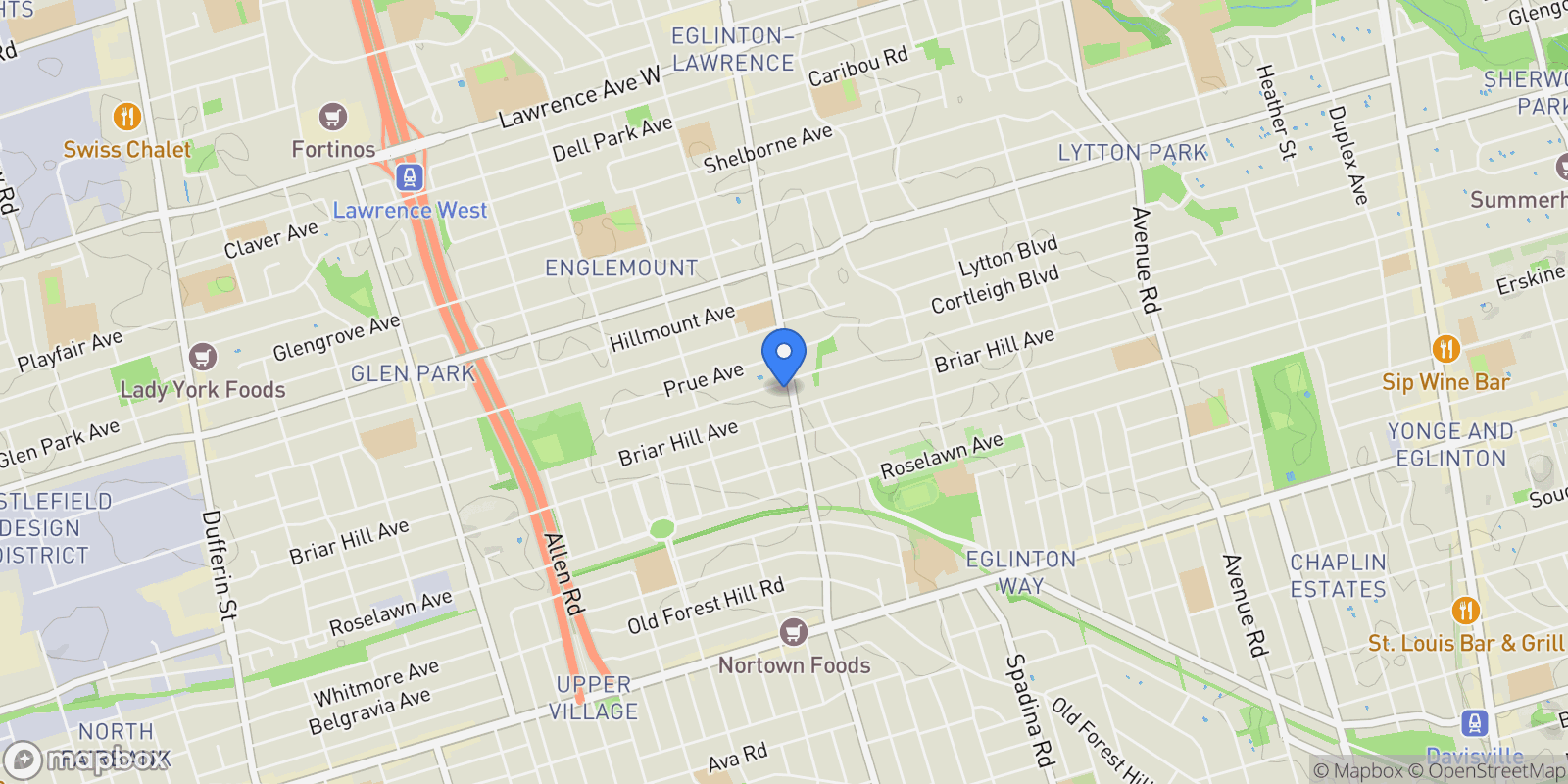 Map showing 2600 Bathurst Street, Toronto, ON, M6B 2Z4, CANADA, Toronto, Ontario, Canada.