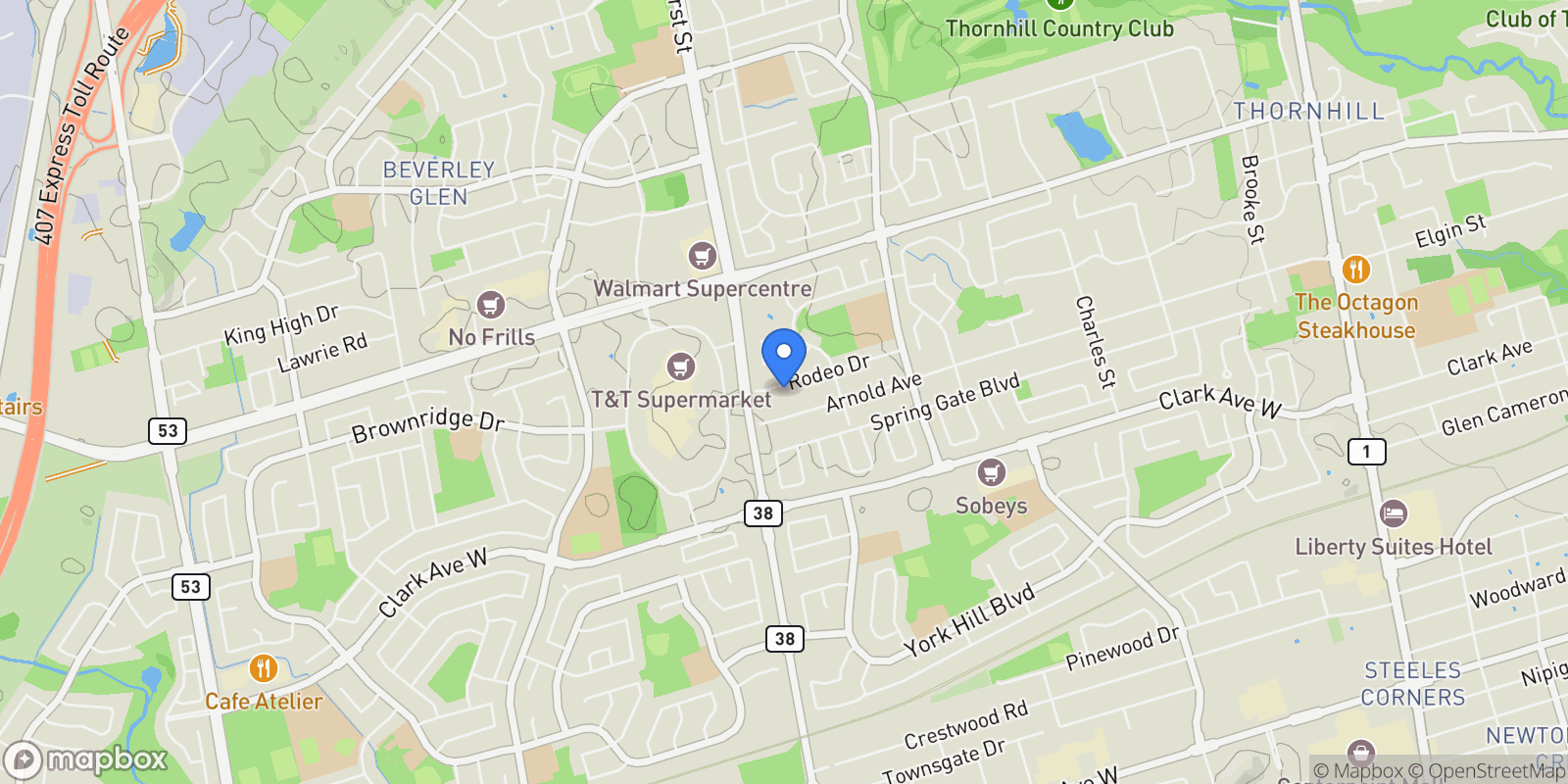 Map showing 145 Rodeo Drive, Vaughan, ON, L4J 4Y6, CANADA, Vaughan, Ontario, Canada.