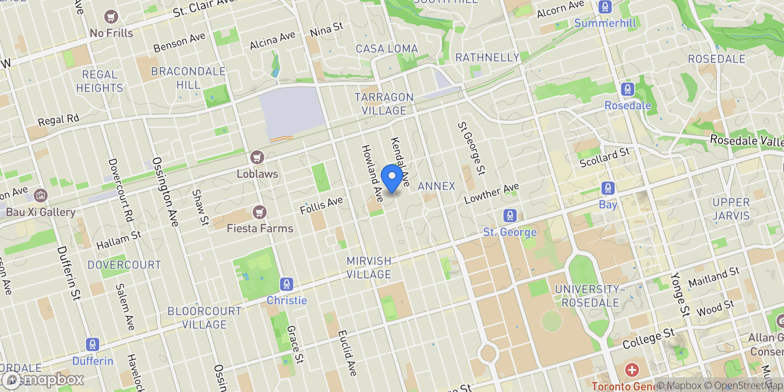 Map showing 404 Brunswick Avenue, Toronto, ON, M5R 2Z4, CANADA, Toronto, Ontario, Canada.