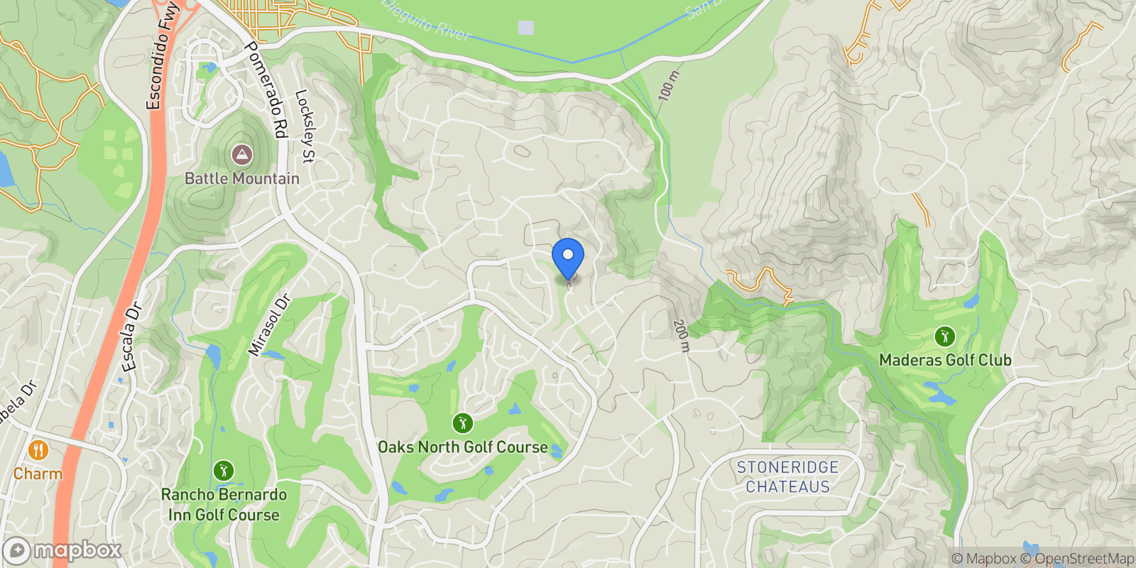 Map showing 18113 Calle Estepona, San Diego, California, United States.