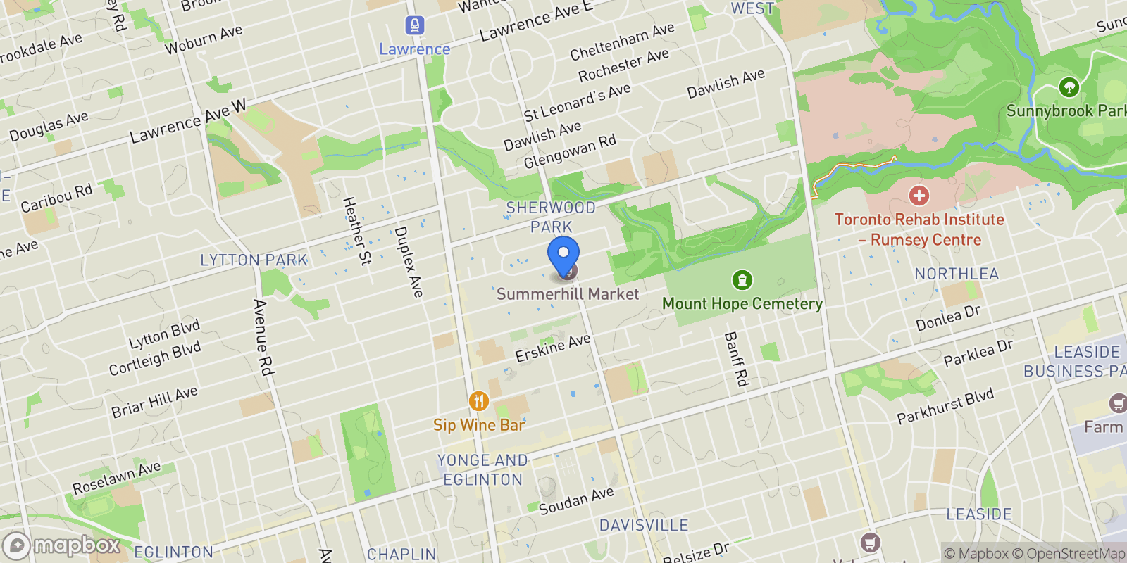 Map showing 126 Sherwood Avenue, Toronto, ON, M4P 2A7, CANADA, Toronto, Ontario, Canada.