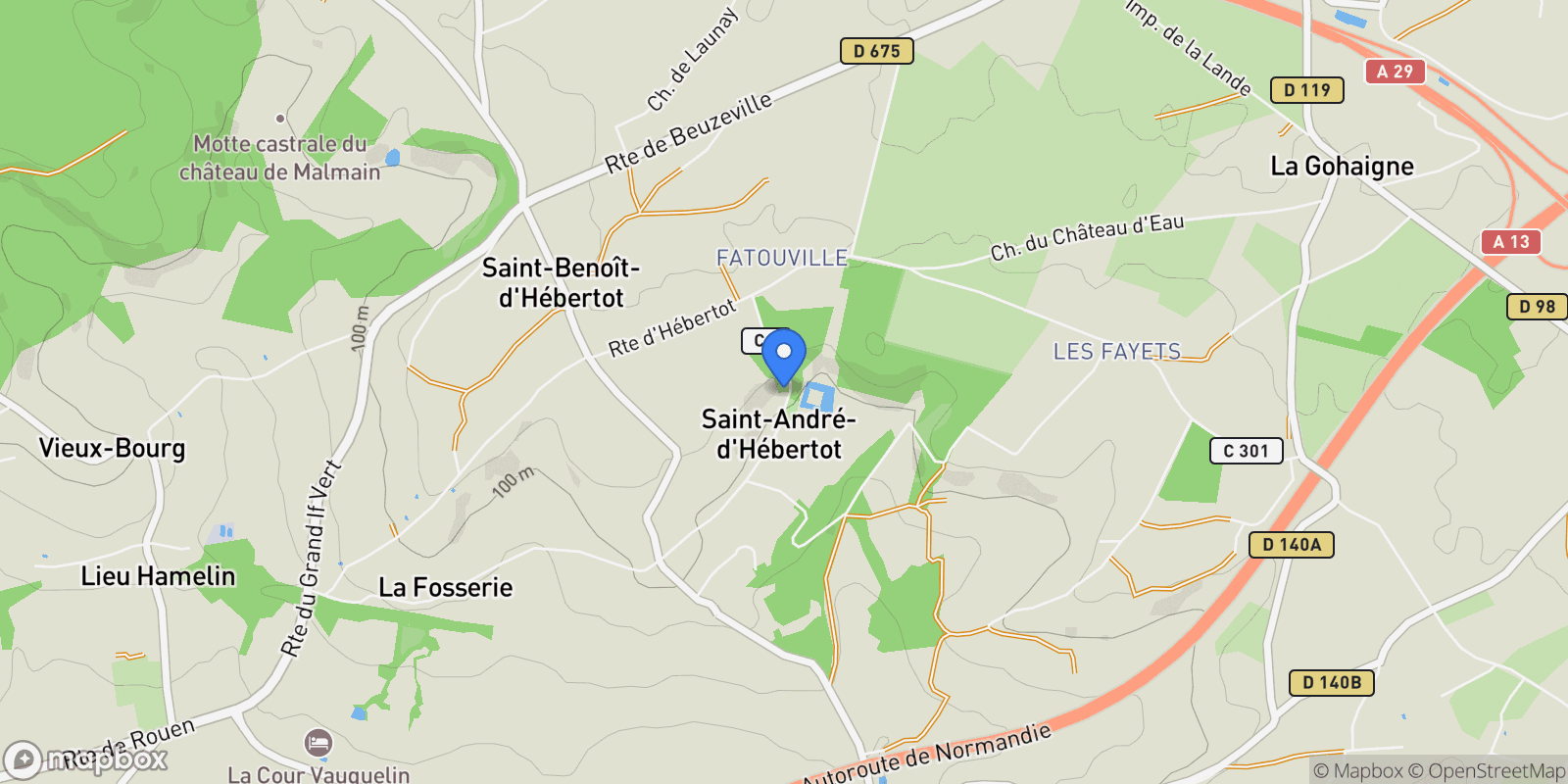 Map showing calvados, Saint-André-d'Hébertot, Normandy, France.
