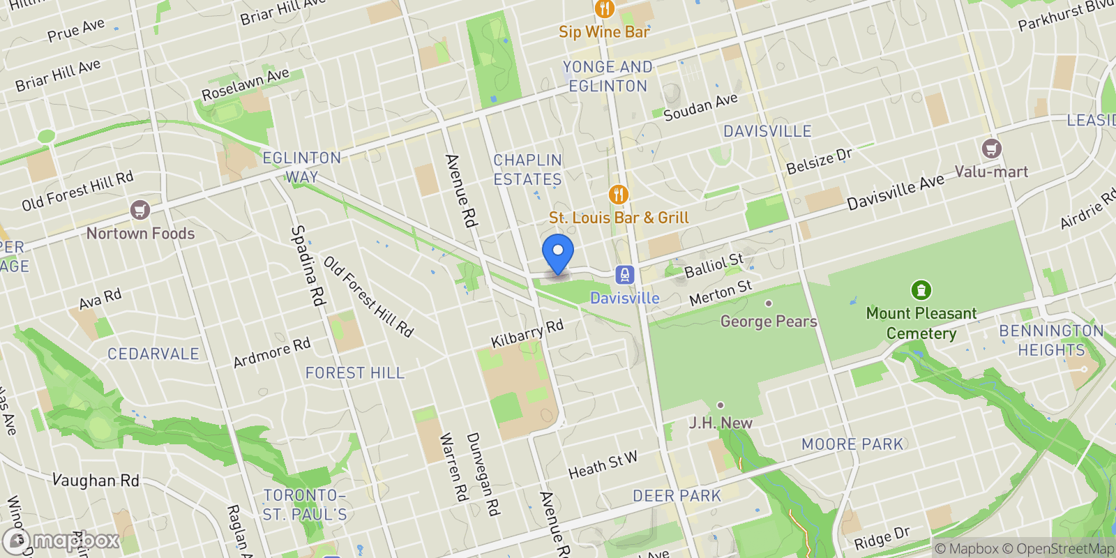 Map showing 85 Chaplin Crescent, Toronto, ON, M5P 1A4, CANADA, Toronto, Ontario, Canada.