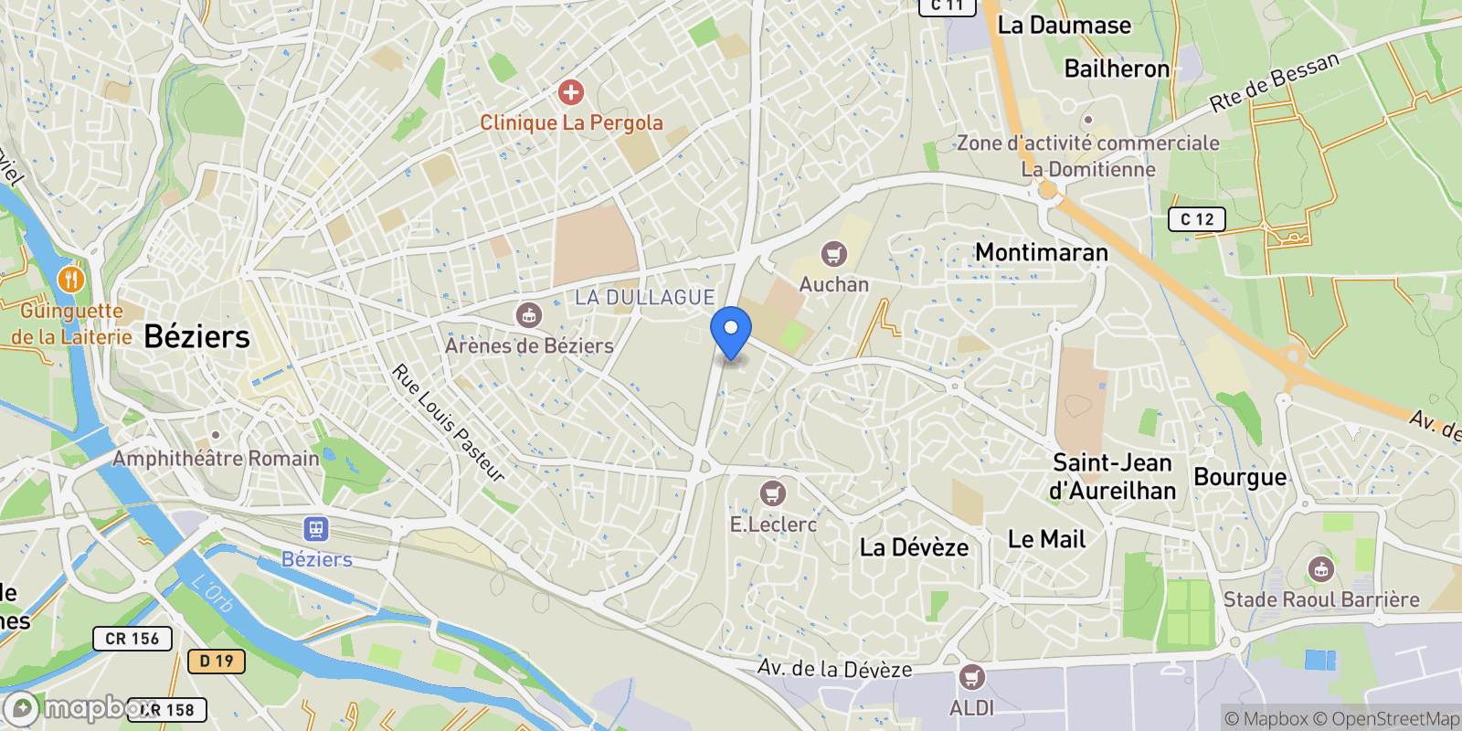 Map showing herault, Béziers, Occitanie, France.