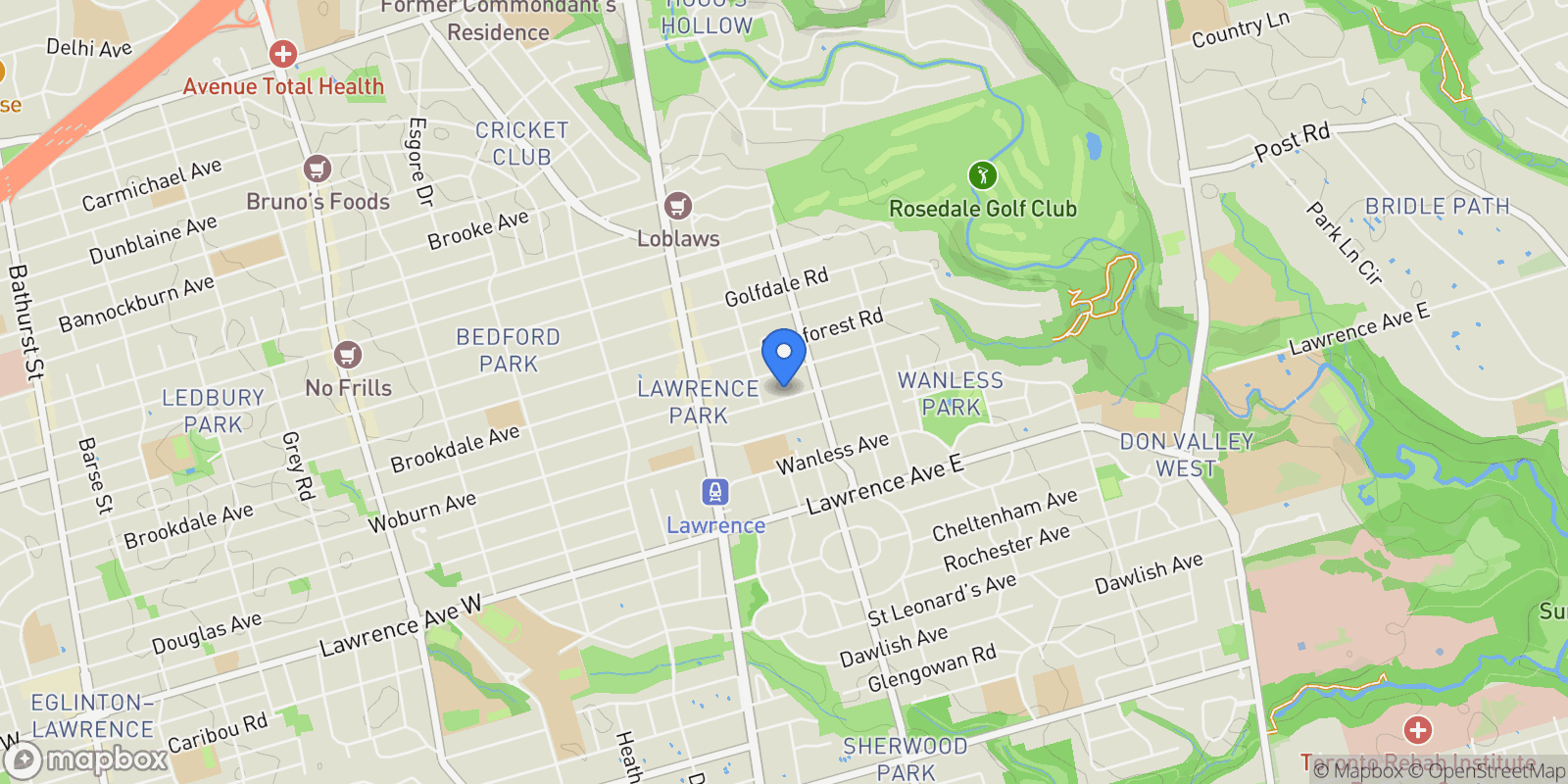 Map showing 114 BOWOOD AVENUE, Toronto (Lawrence Park No, ON, CANADA, Toronto, Ontario, Canada.