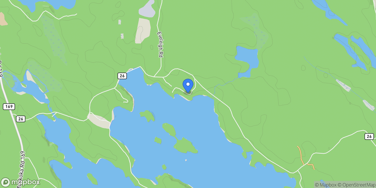 Map showing 1029 East Rankin Road, Muskoka Lakes (Medora), ON, P0B1J0, CANADA, Port Carling, Ontario, Canada.