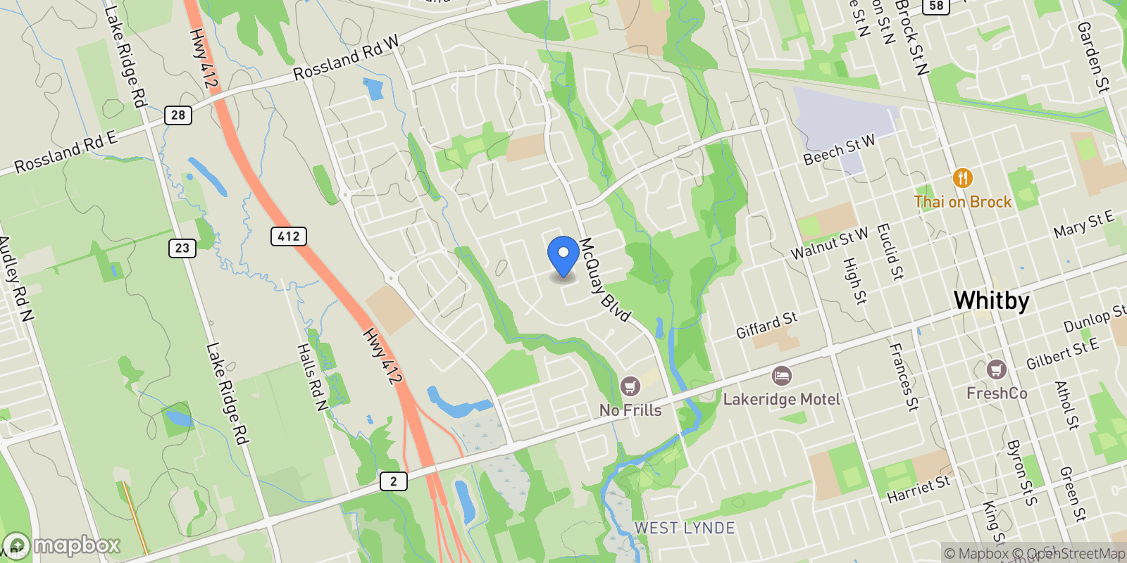 Map showing 49 ROTHEAN DRIVE, Whitby (Lynde Creek), ON, CANADA, Whitby, Ontario, Canada.