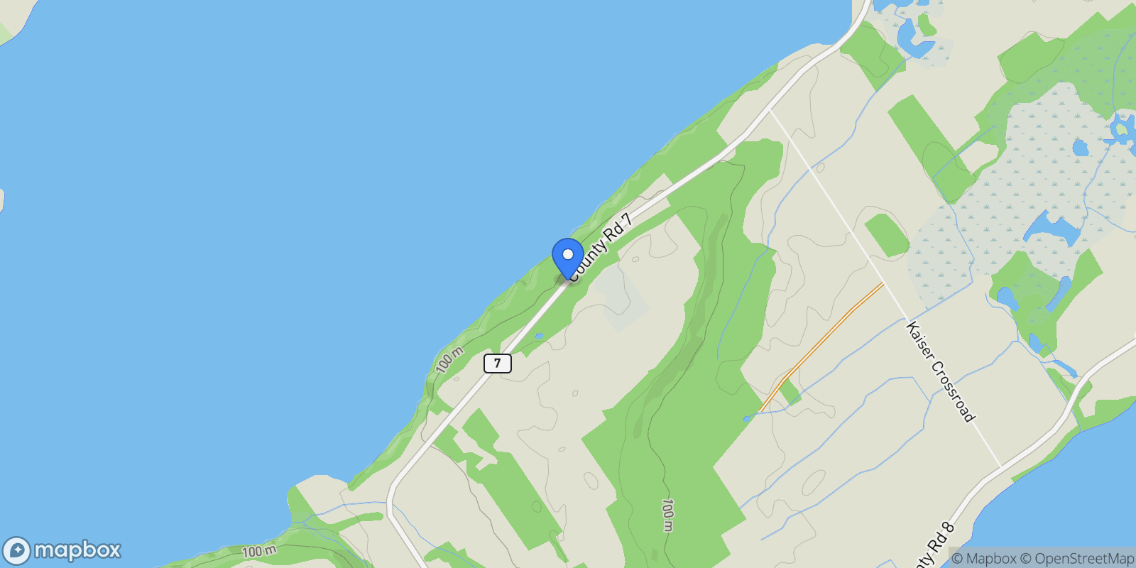 Map showing 2992 County Rd 7 Road, Prince Edward County, ON, K0K 2T0, CANADA, Prince Edward, Ontario, Canada.