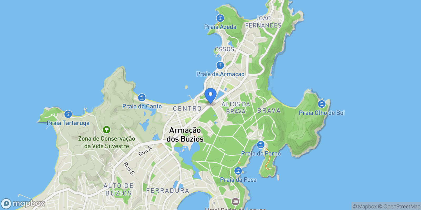 Map showing Armação dos Búzios, State of Rio de Janeiro, Brazil, Armação dos Búzios, State of Rio de Janeiro, Brazil.