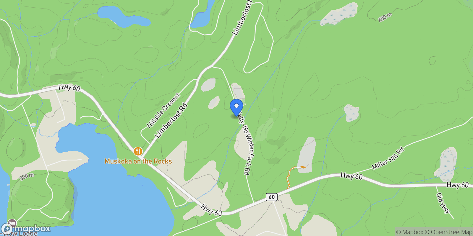 Map showing 1074 TALLY HO WINTER PARK Road, Lake of Bays (Sinclair), ON, P1H2J6, CANADA, Huntsville, Ontario, Canada.