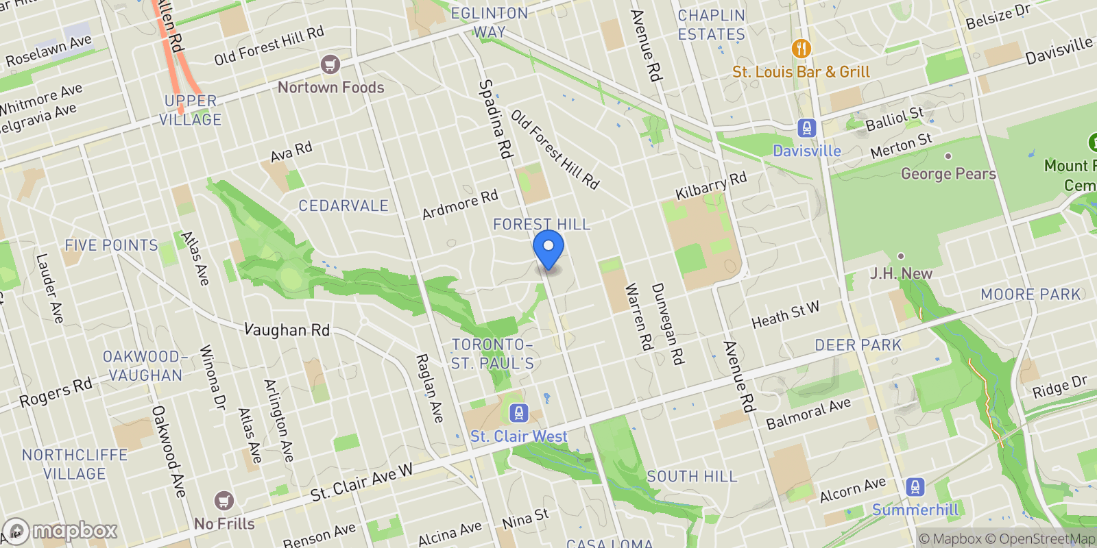 Map showing 487 Spadina Road, Toronto, ON, M5P 2W6, CANADA, Toronto, Ontario, Canada.