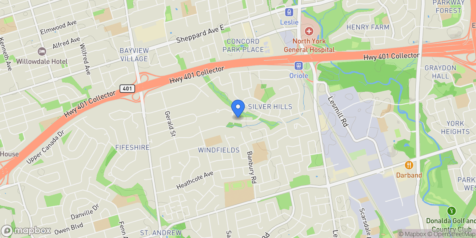 Map showing 8 Swansdown Drive, Toronto, ON, M2L 2N1, CANADA, Toronto, Ontario, Canada.