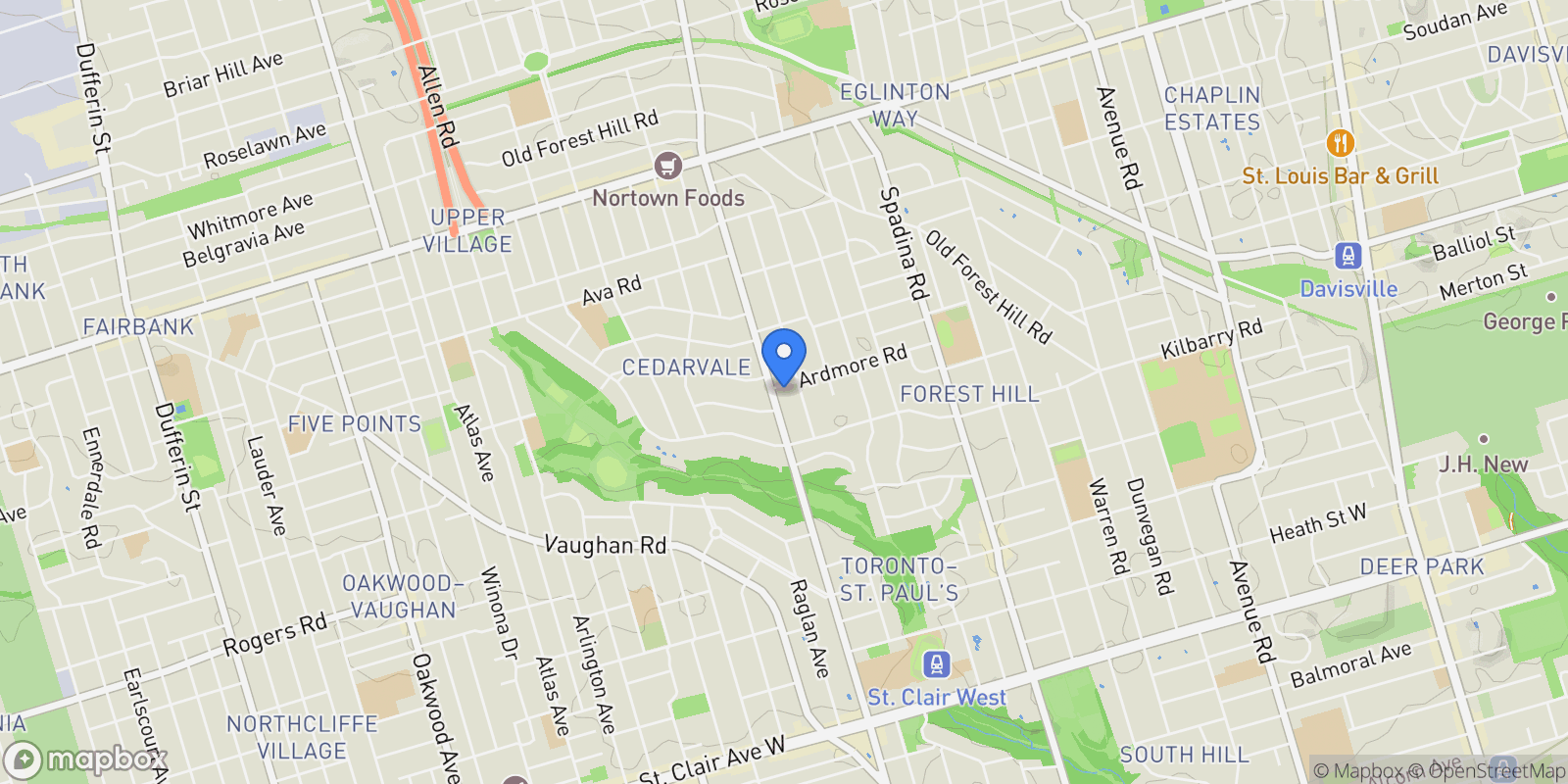 Map showing 71 Ardmore Road, Toronto, ON, M5P 1V4, CANADA, Toronto, Ontario, Canada.