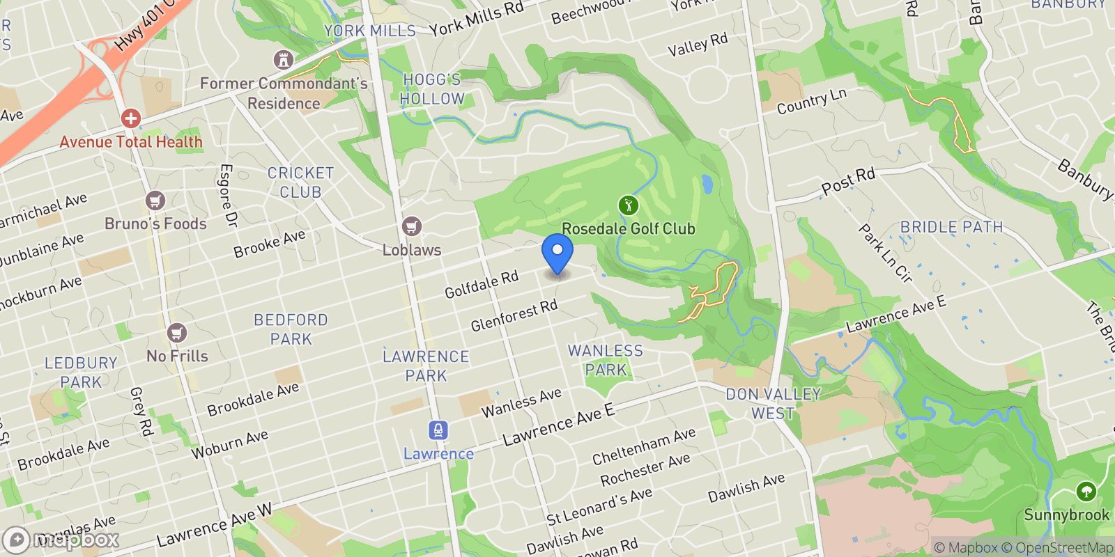 Map showing 232 Snowdon Avenue, Toronto, ON, M4N 2B3, CANADA, Toronto, Ontario, Canada.