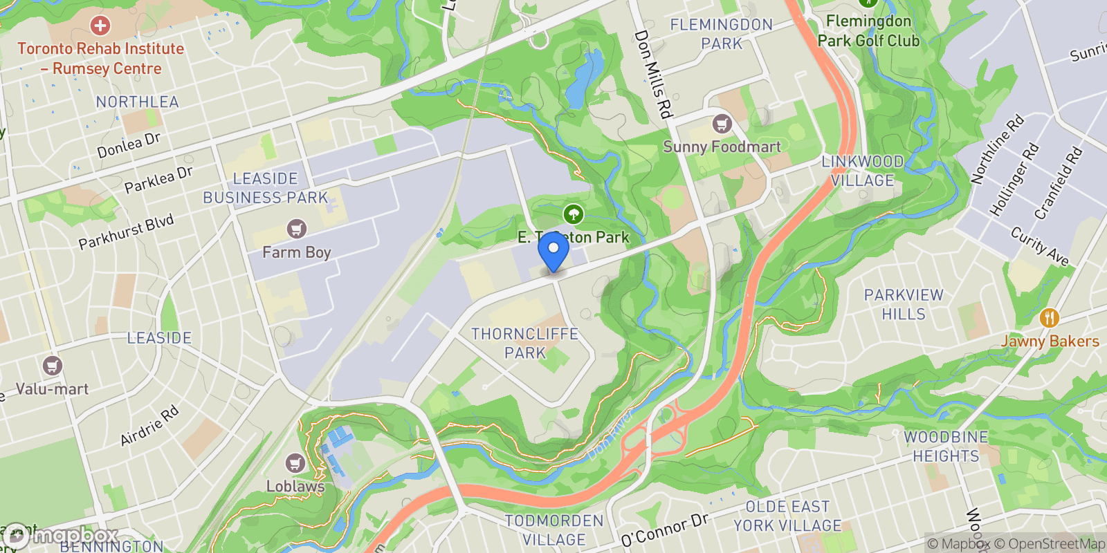 Map showing Toronto (Thorncliffe Park, ON, CANADA, Toronto, Ontario, Canada.