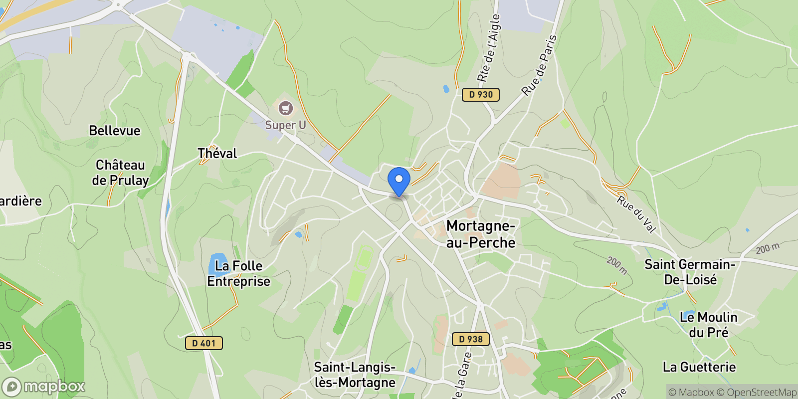 Map showing MORTAGNE AU PERCHE, Mortagne-au-Perche, Normandy, France.