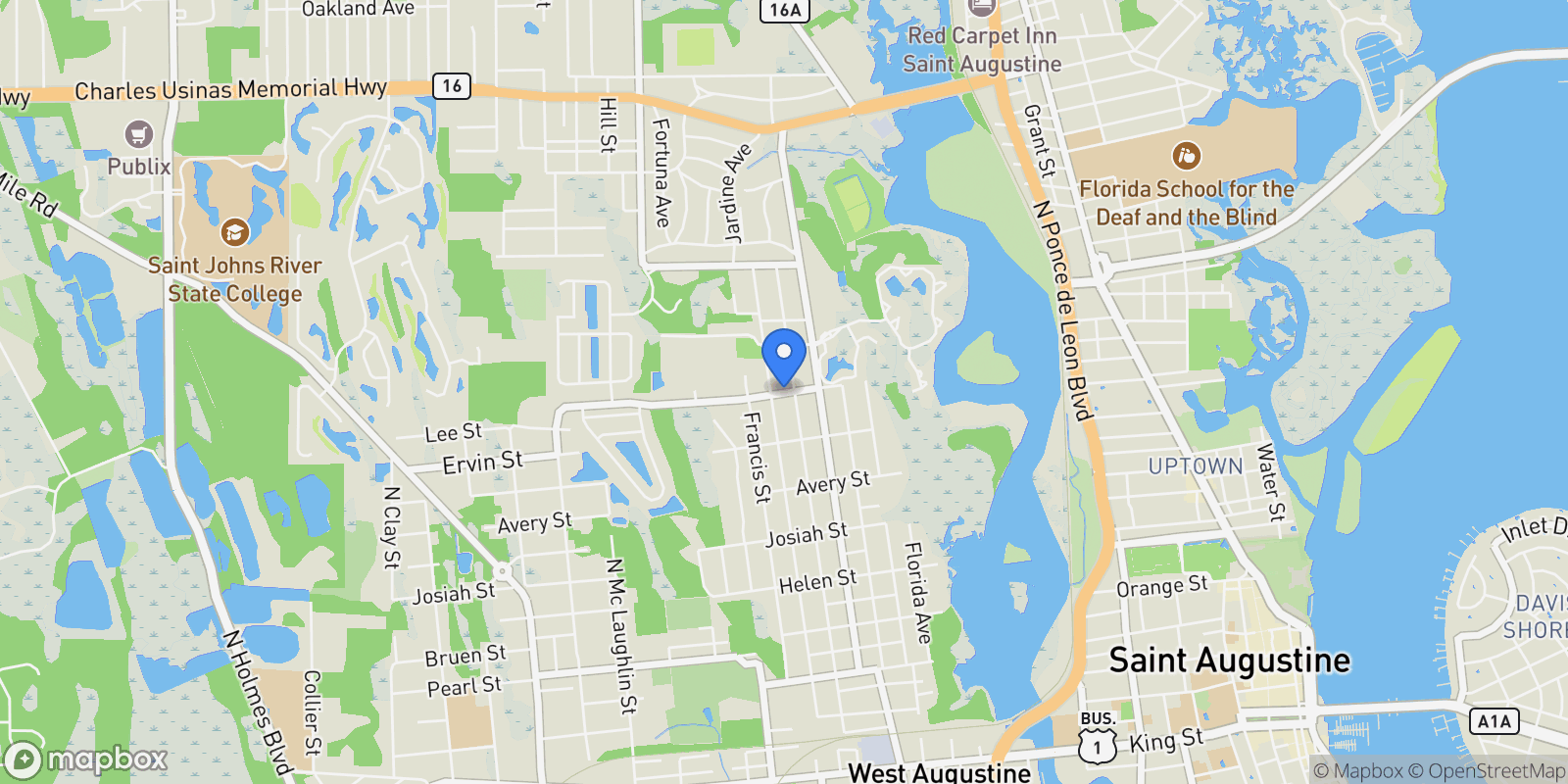 Map showing 268 St George Street , St. Augustine, FL 32084, St. Augustine, Florida, United States.