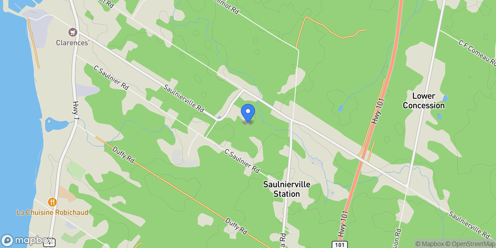 Map showing 532 Saulnierville Road, Saulnierville Station, Nova Scotia, Canada.