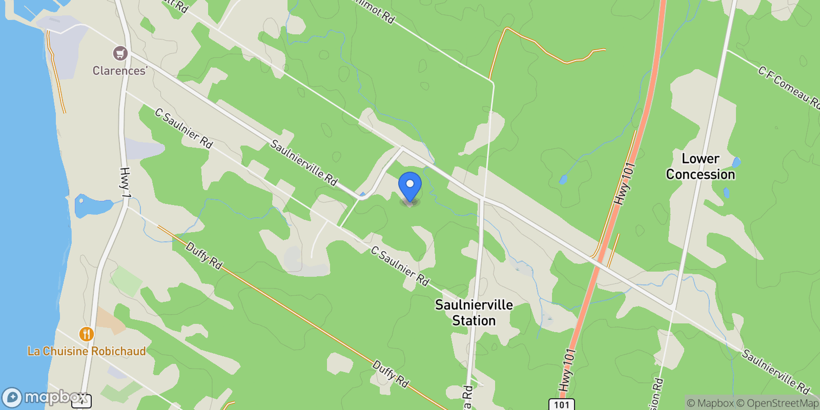 Map showing 532 Saulnierville Road, Saulnierville Station, Nova Scotia, Canada.