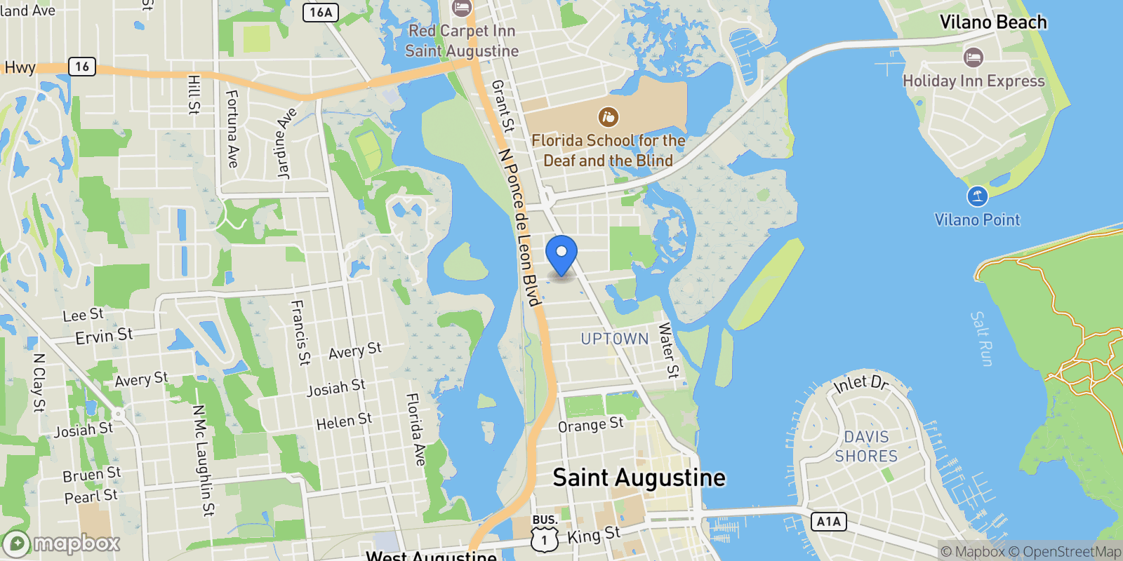 Map showing 7 Sebastian Ave. Unit# D, St Augustine, FL 32084-0000, St. Augustine, Florida, United States.
