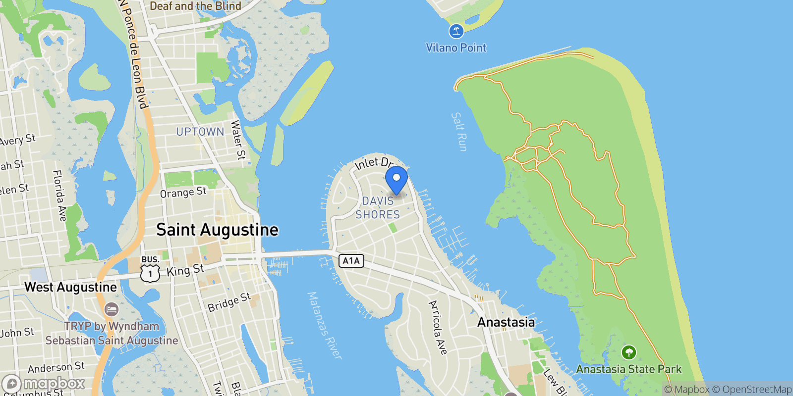 Map showing 327 Minorca Ave , St Augustine, FL 32080, St. Augustine, Florida, United States.