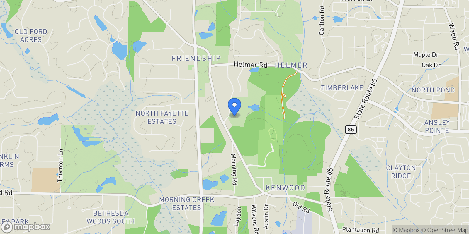 Map showing 111 Mitchell Road, Fayetteville, GA 30214, Fayetteville, Georgia, United States.