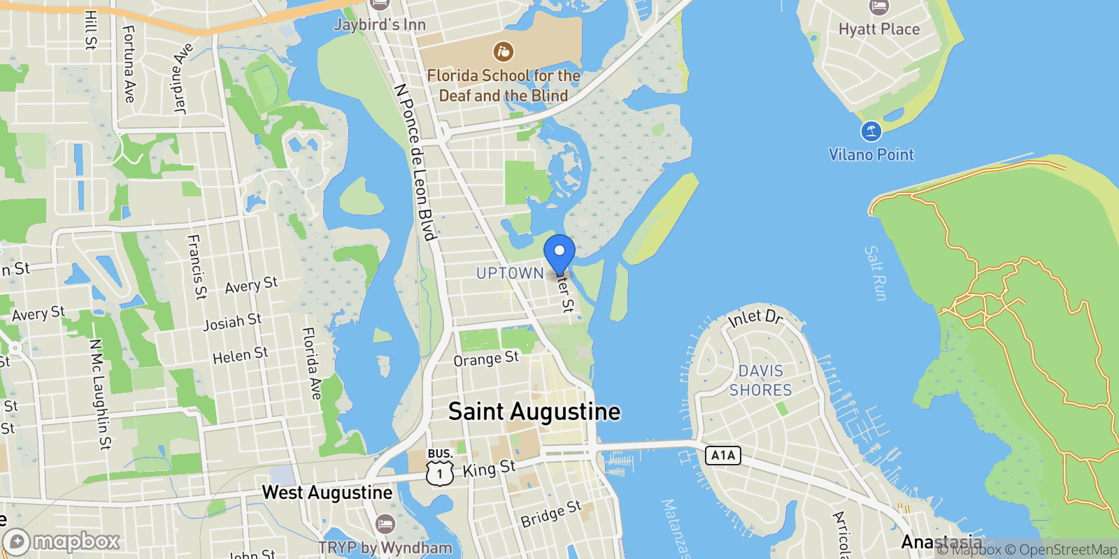 Map showing 56 Water St , St Augustine, FL 32084, St. Augustine, Florida, United States.