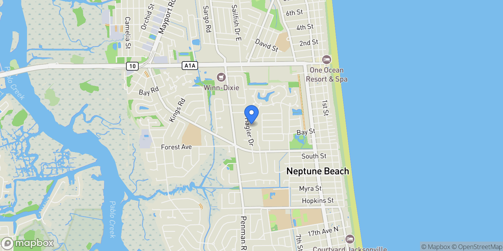 Map showing 0 Hickory Marsh Lane , Neptune Beach, FL 32266, Neptune Beach, Florida, United States.
