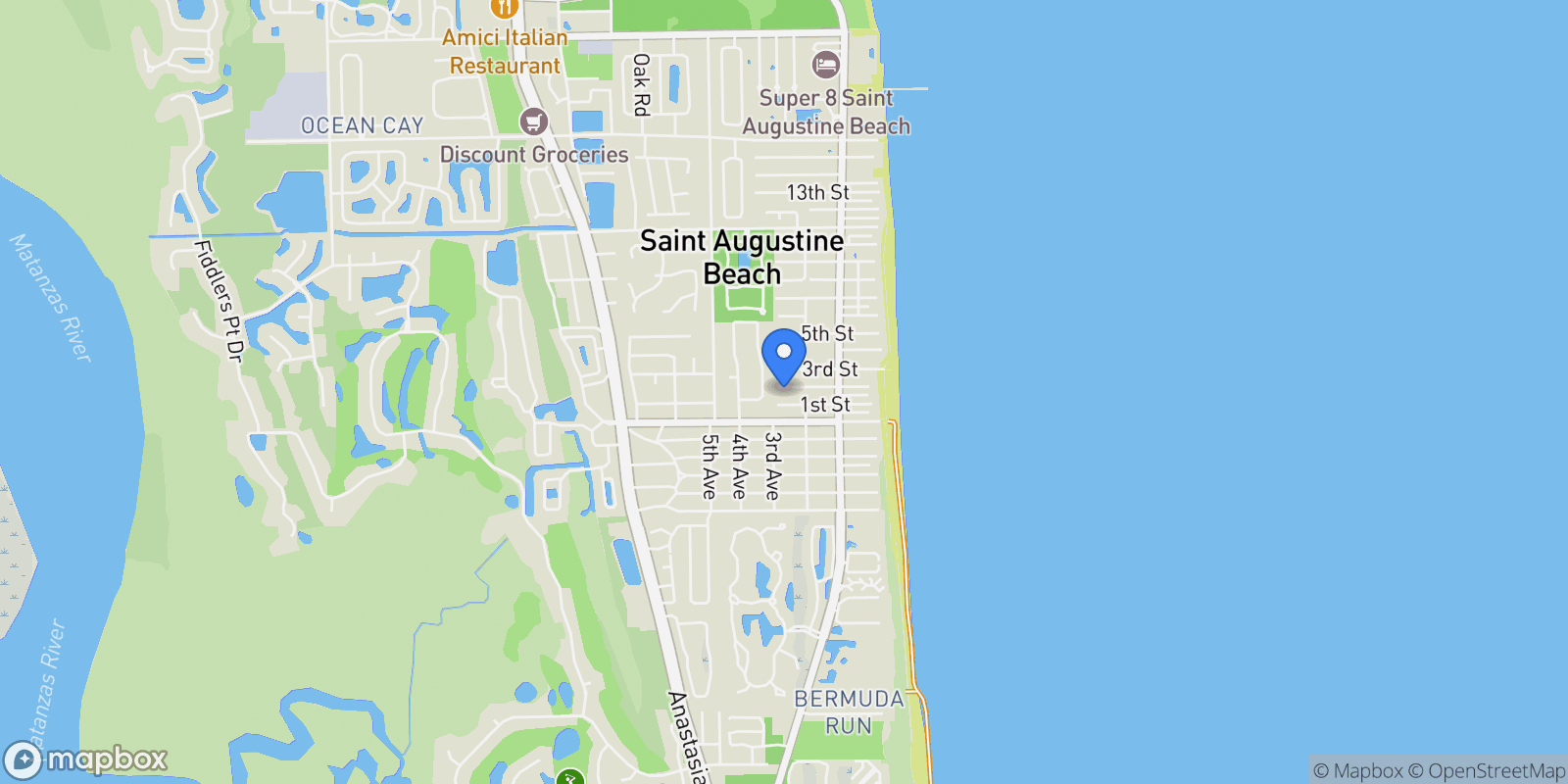 Map showing 211 2nd Street , St Augustine, FL 32080, St. Augustine, Florida, United States.