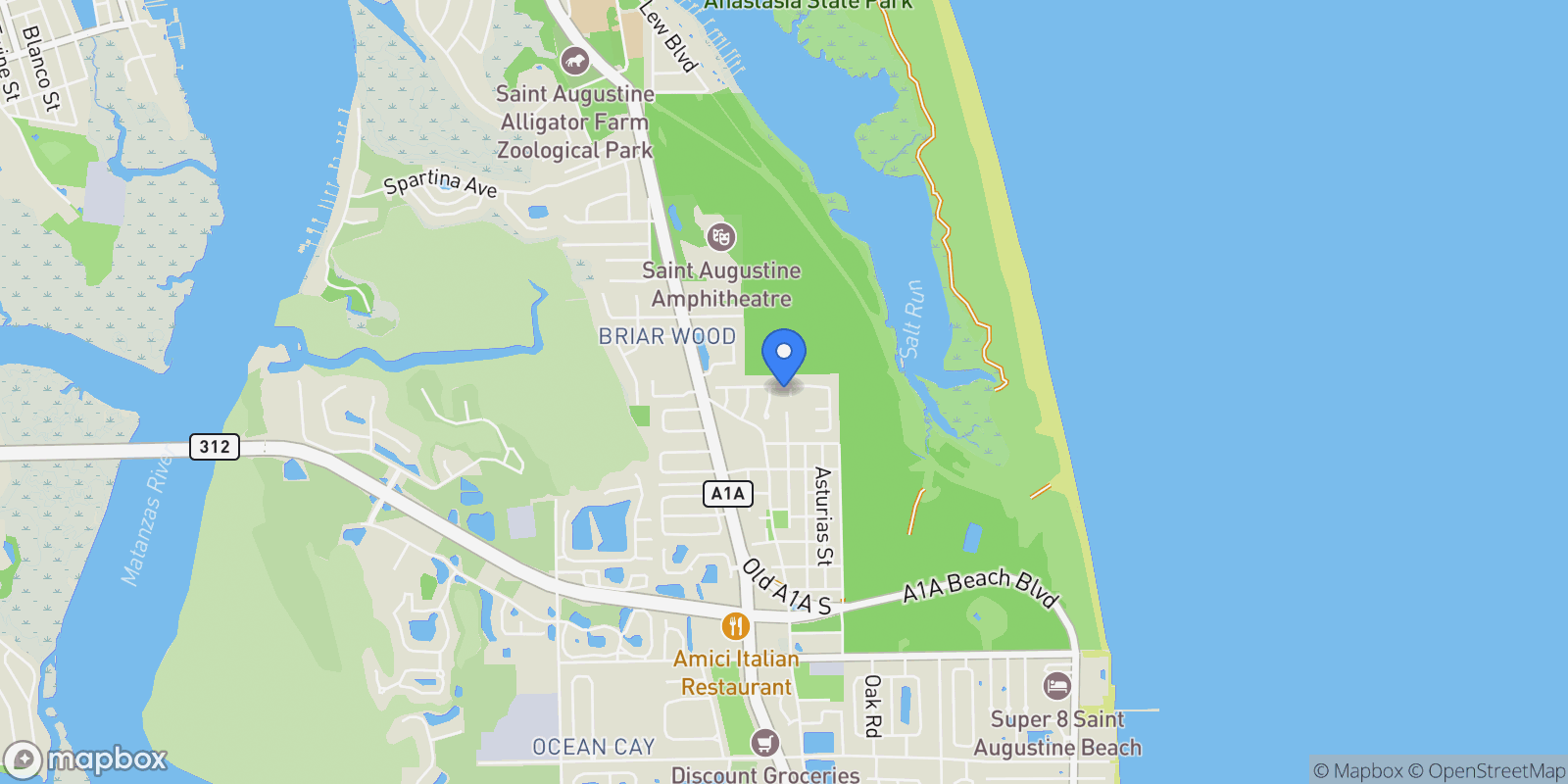 Map showing 1591 San Lucie Ct , St Augustine, FL 32080, St. Augustine, Florida, United States.