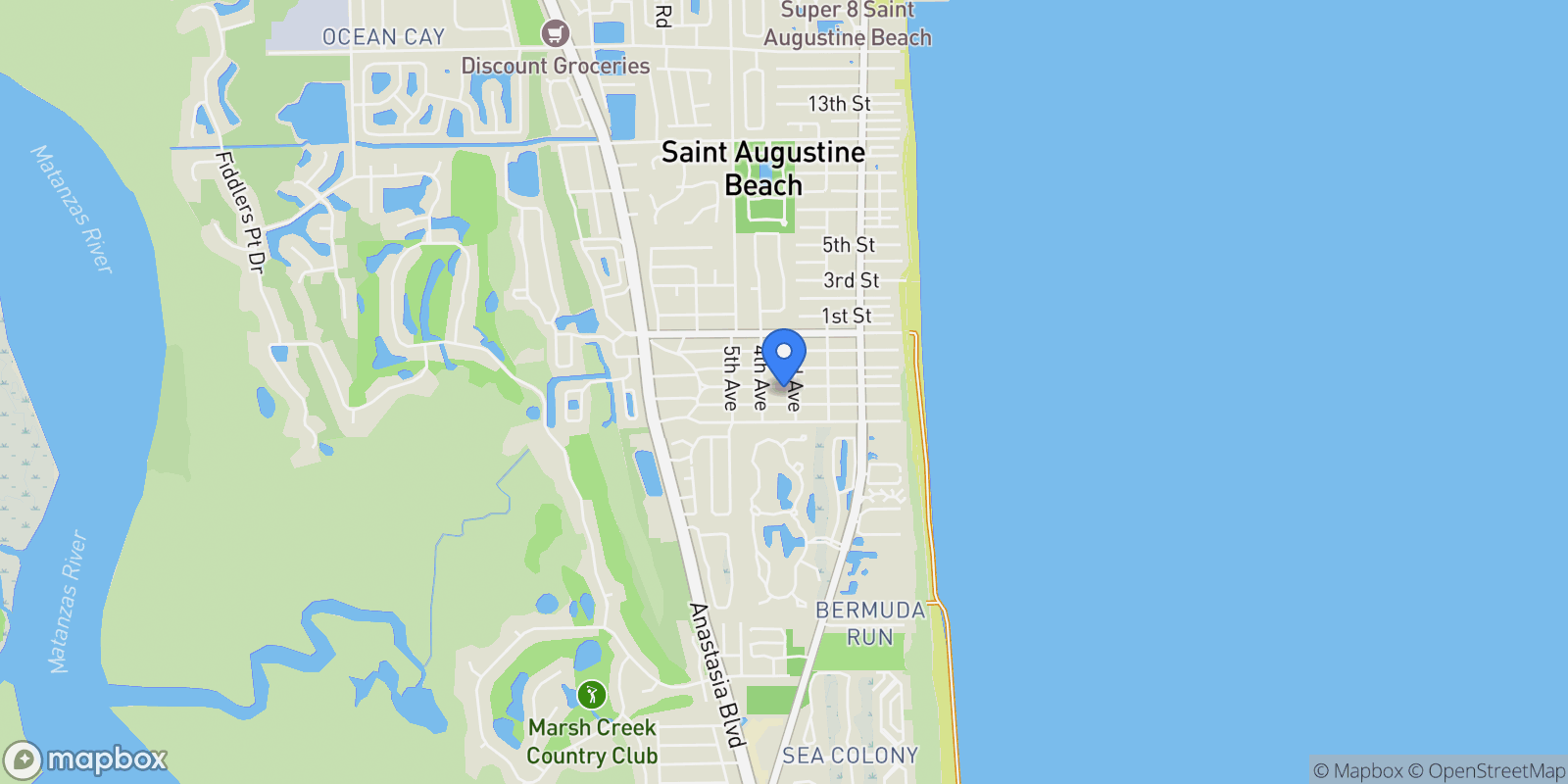 Map showing 303 D St , St Augustine, FL 32080, St. Augustine, Florida, United States.