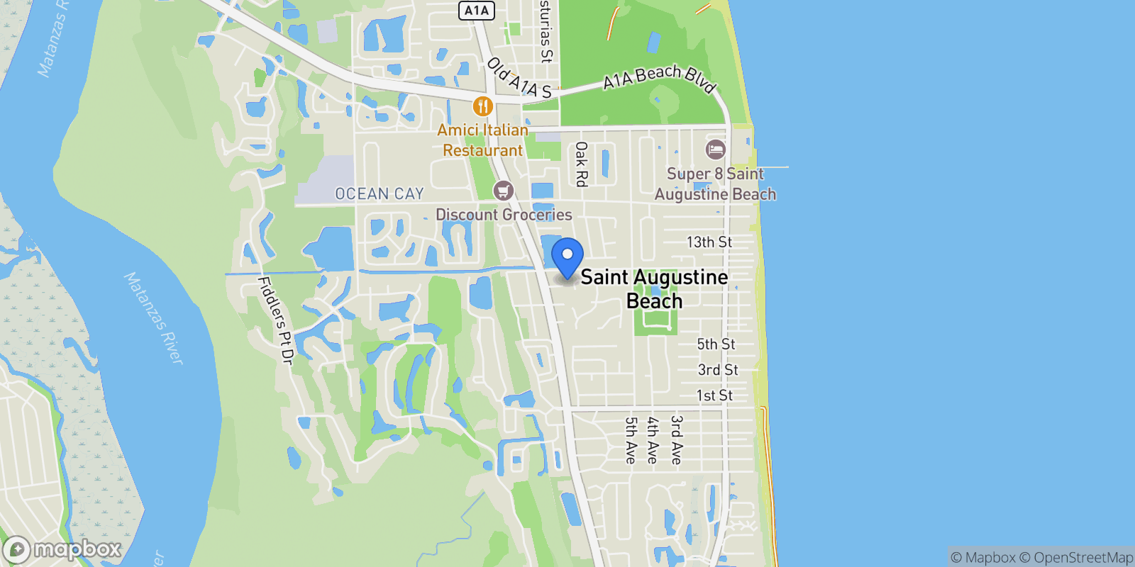 Map showing 240 Bluebird Ln , St Augustine, FL 32080, St. Augustine, Florida, United States.