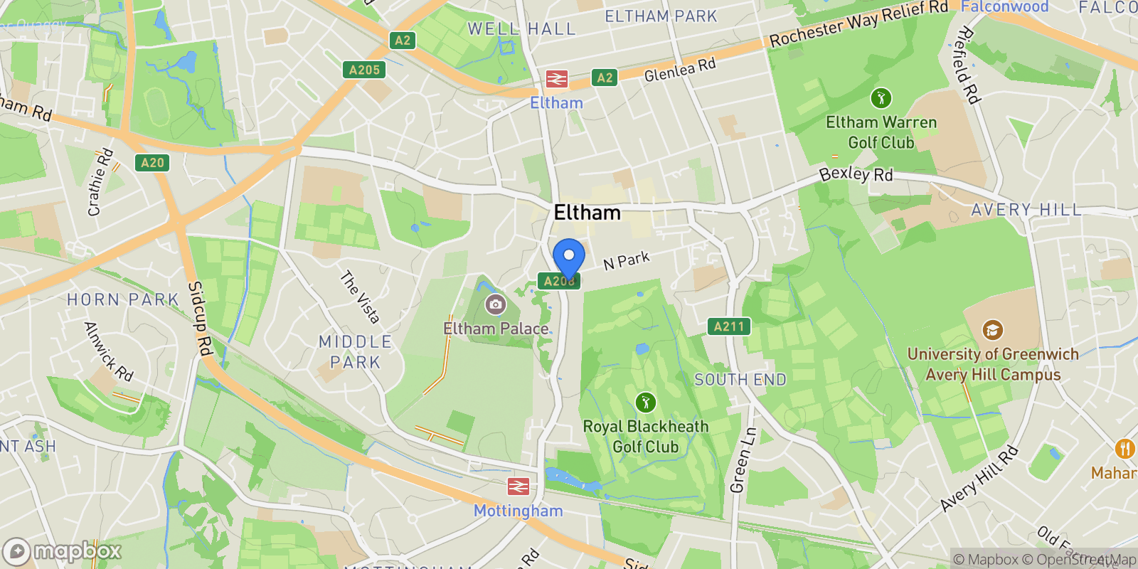 Map showing Court Road, Eltham, London, London, England, United Kingdom.