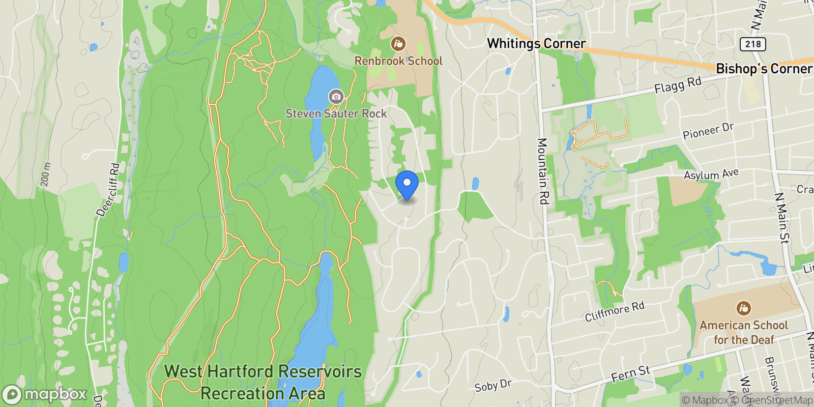 Map showing 21 Rushleigh Road, West Hartford, CT 06117, West Hartford, Connecticut, United States.