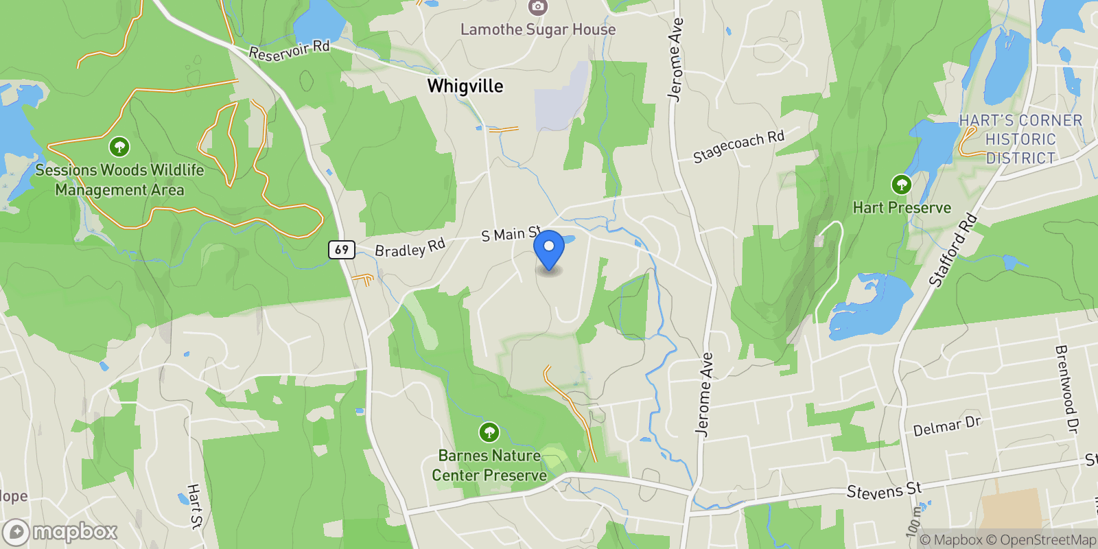 Map showing 6 Pine Hill Road, Burlington, CT 06013, Burlington, Connecticut, United States.
