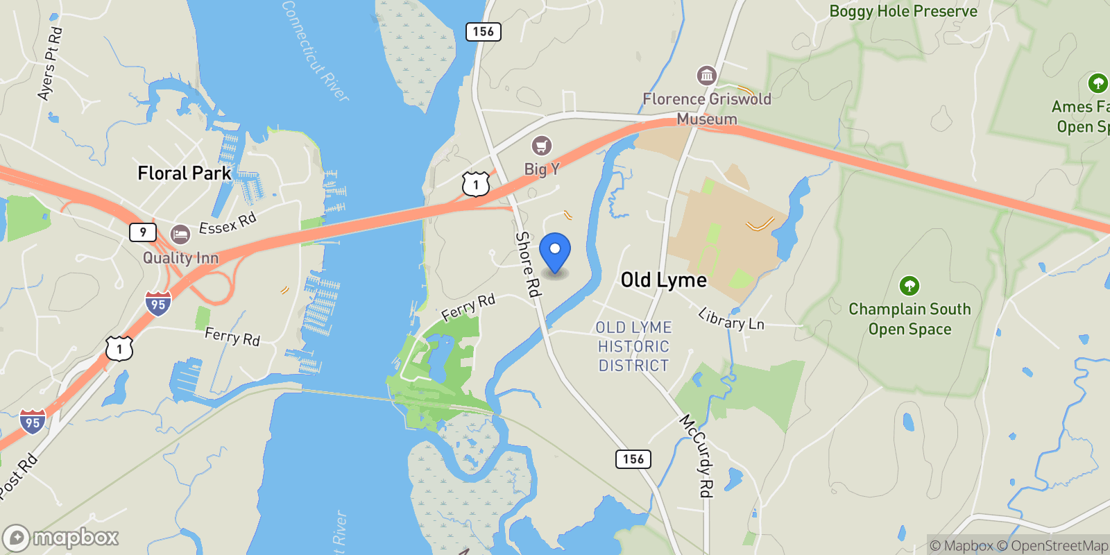 Map showing 1 & 3 Neck Road, Old Lyme, CT 06371, Lyme, Connecticut, United States.
