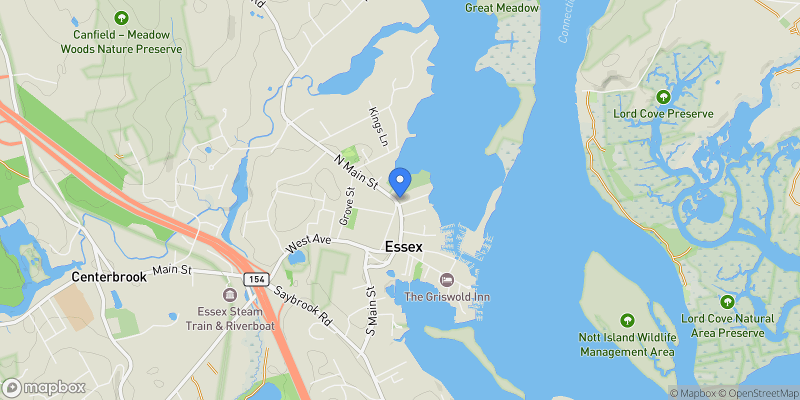 Map showing 31 North Main Street, Essex, CT 06426, Essex, Connecticut, United States.