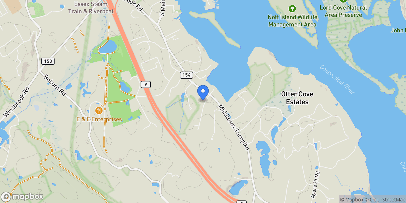 Map showing 9 Essex Hills Drive, Essex, CT 06426, Essex, Connecticut, United States.