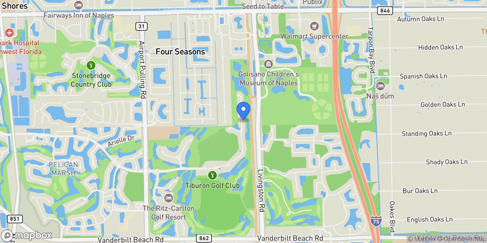 Map showing 2896 Tiburon Boulevard E, Naples, FL 34109, Naples, Florida, United States.