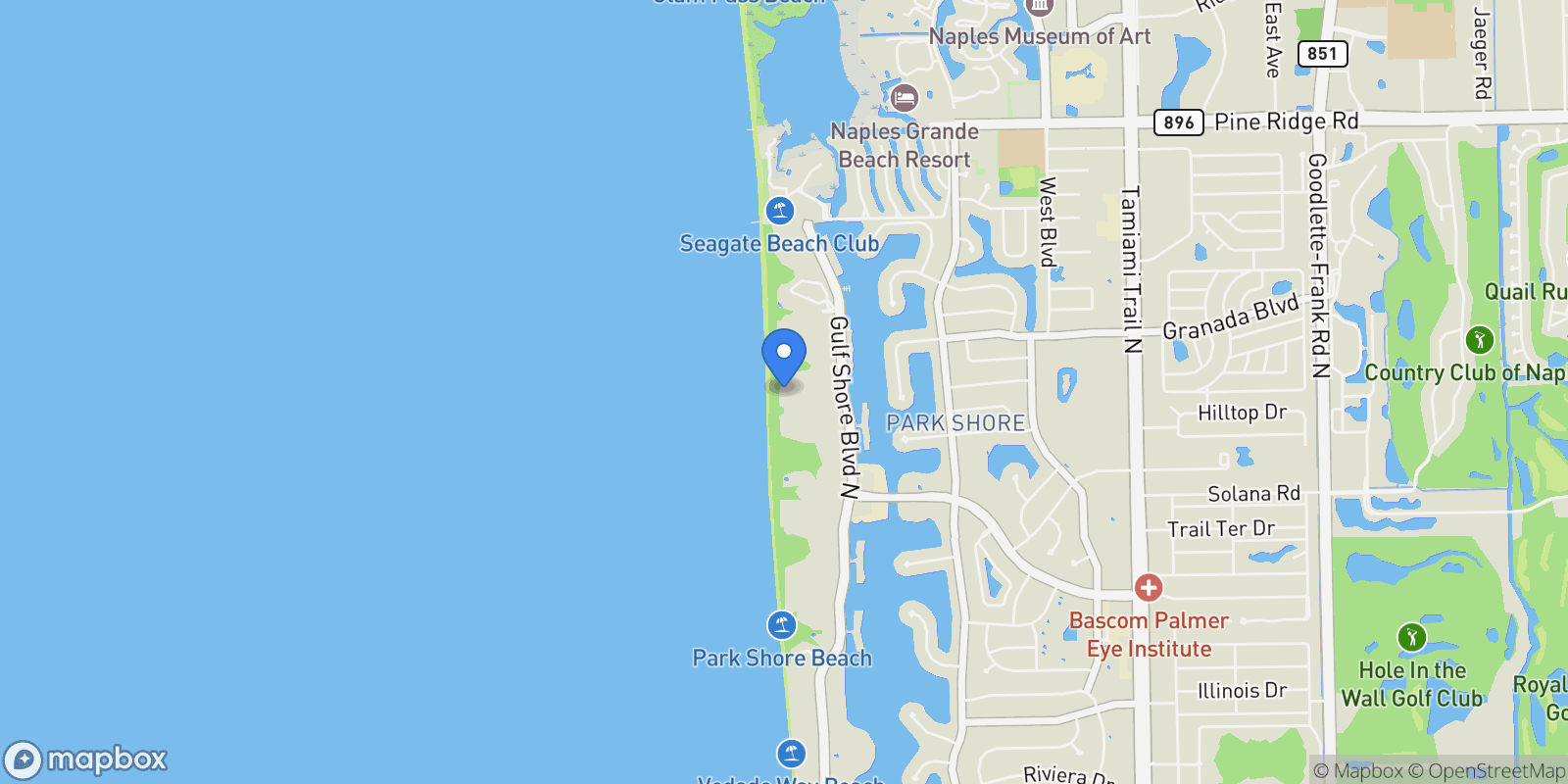 Map showing 4351 Gulf Shore Boulevard N , 15S, Naples, FL 34103, Naples, Florida, United States.