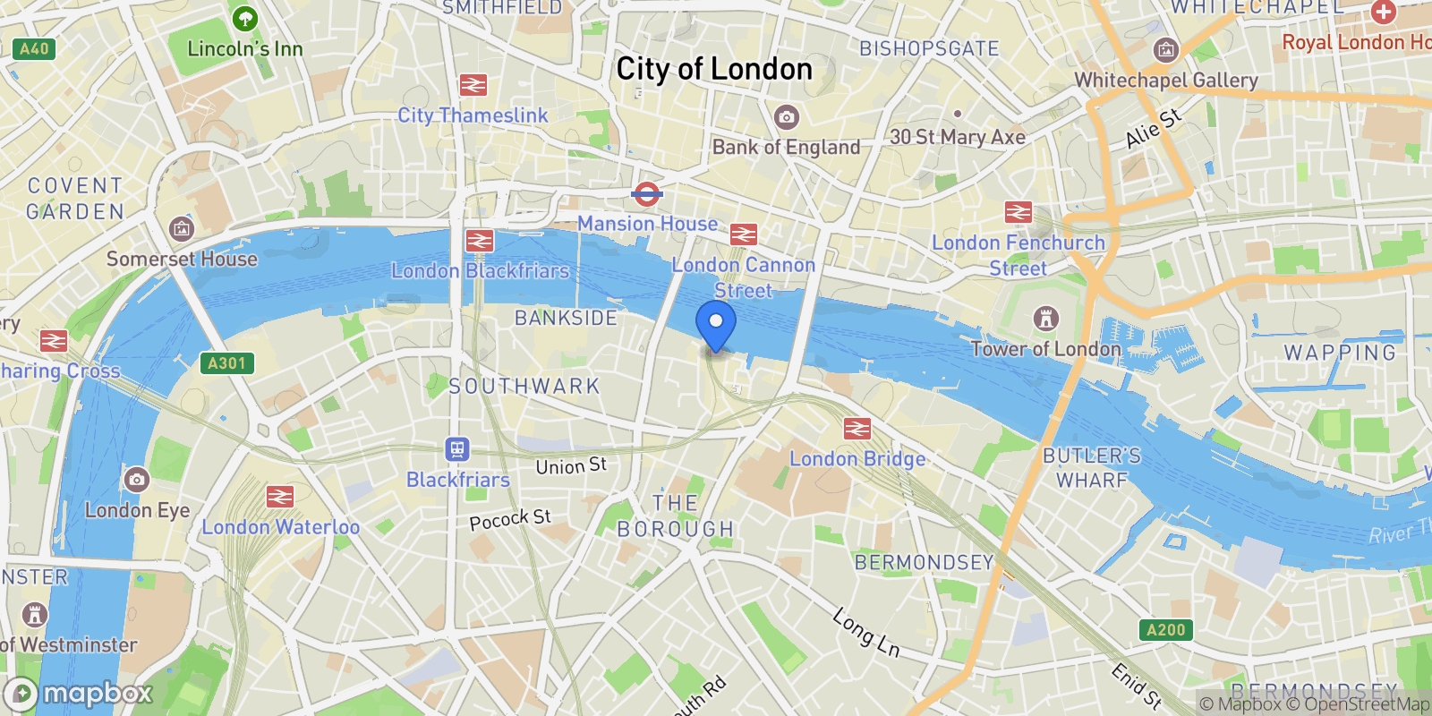 Map showing Clink Wharf, Clink Street, London, England, United Kingdom.