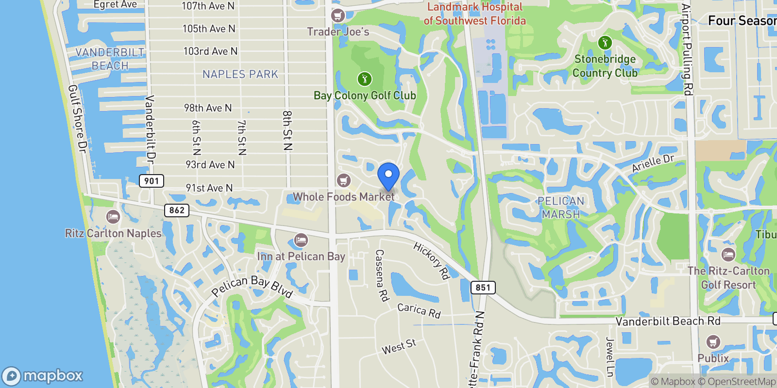 Map showing 9149 Mercato Way, Naples, FL 34108, Naples, Florida, United States.