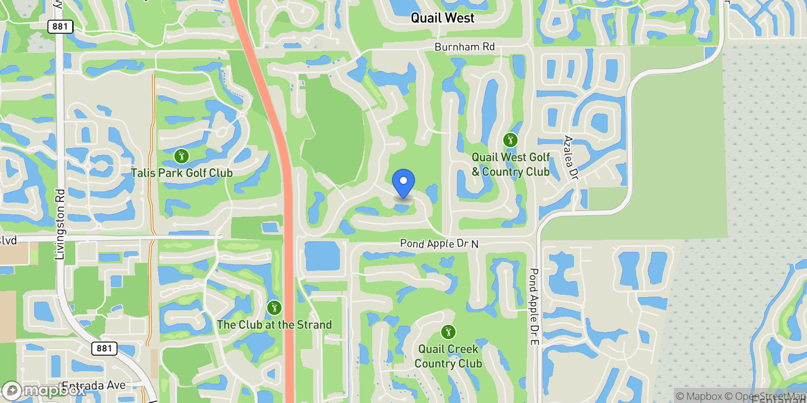 Map showing 6536 Highcroft Drive, Naples, FL 34119, Naples, Florida, United States.