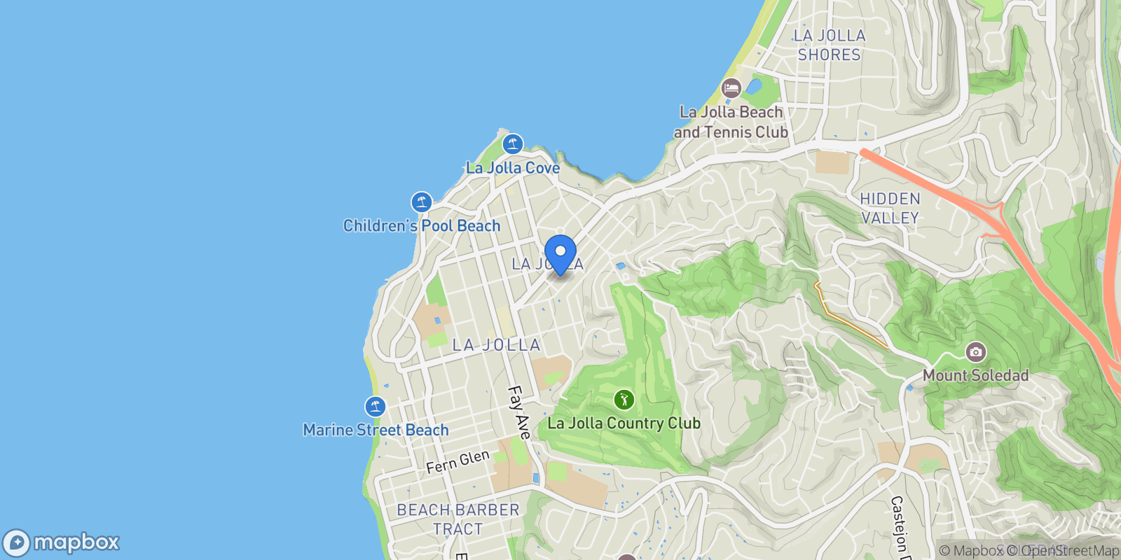 Map showing 1224 Virginia Way, San Diego, California, United States.