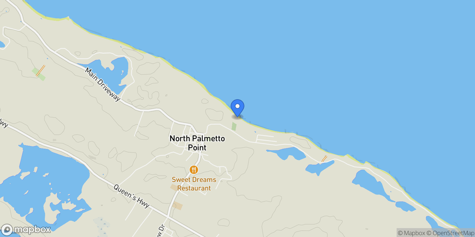 Map showing Lot 7 Poponi Beach Banks Road, Palmetto Point, North Palmetto Point, Central Eleuthera, The Bahamas.