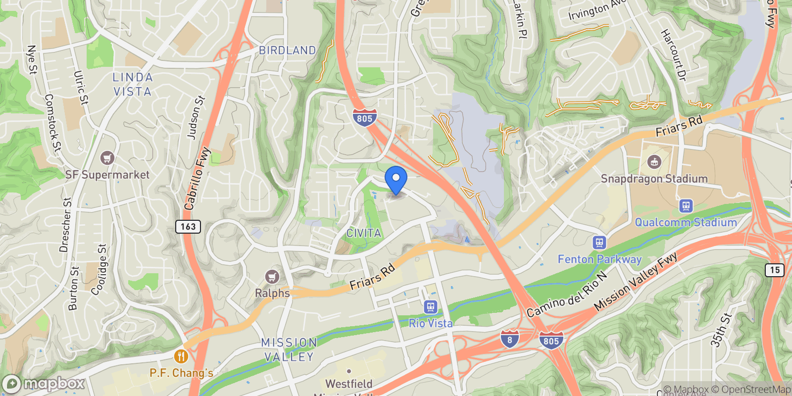 Map showing 2804 Avella Circle, San Diego, California, United States.