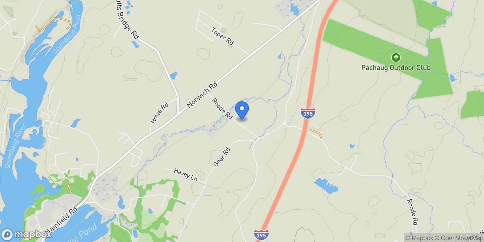 Map showing 68 Roode Road, Plainfield, Connecticut, United States.