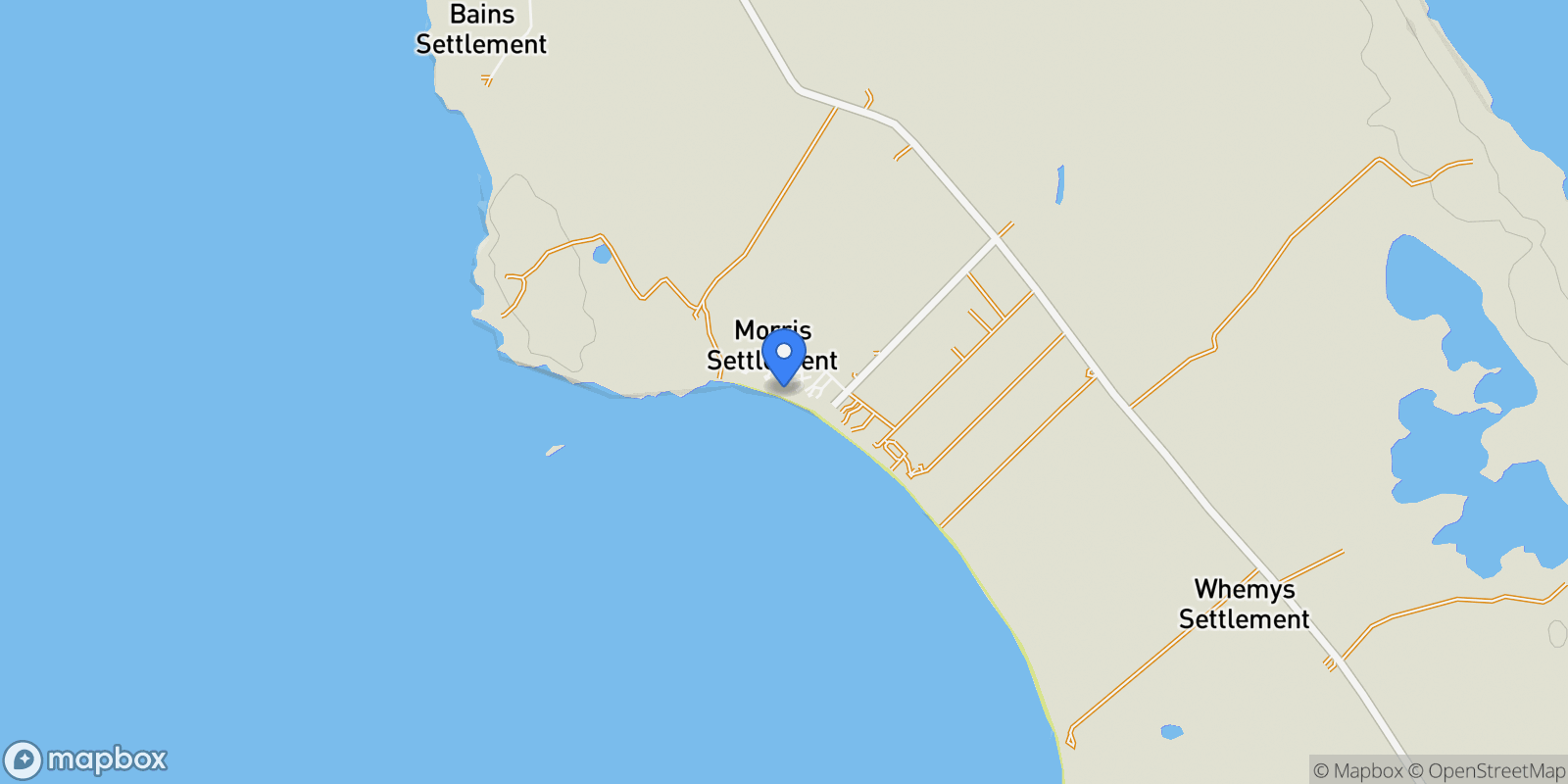 Map showing 3 bedroom 2 bath house located in Sunset Beach, Long Island, Bahamas, Sunset Beach, Long Island, LI, Morris Settlement, Long Island, The Bahamas.
